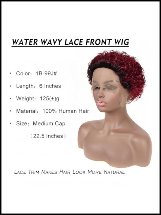 Curly Pixie Cut Human Hair Wig with Lace Front, Lightweight and Breathable for main image 5